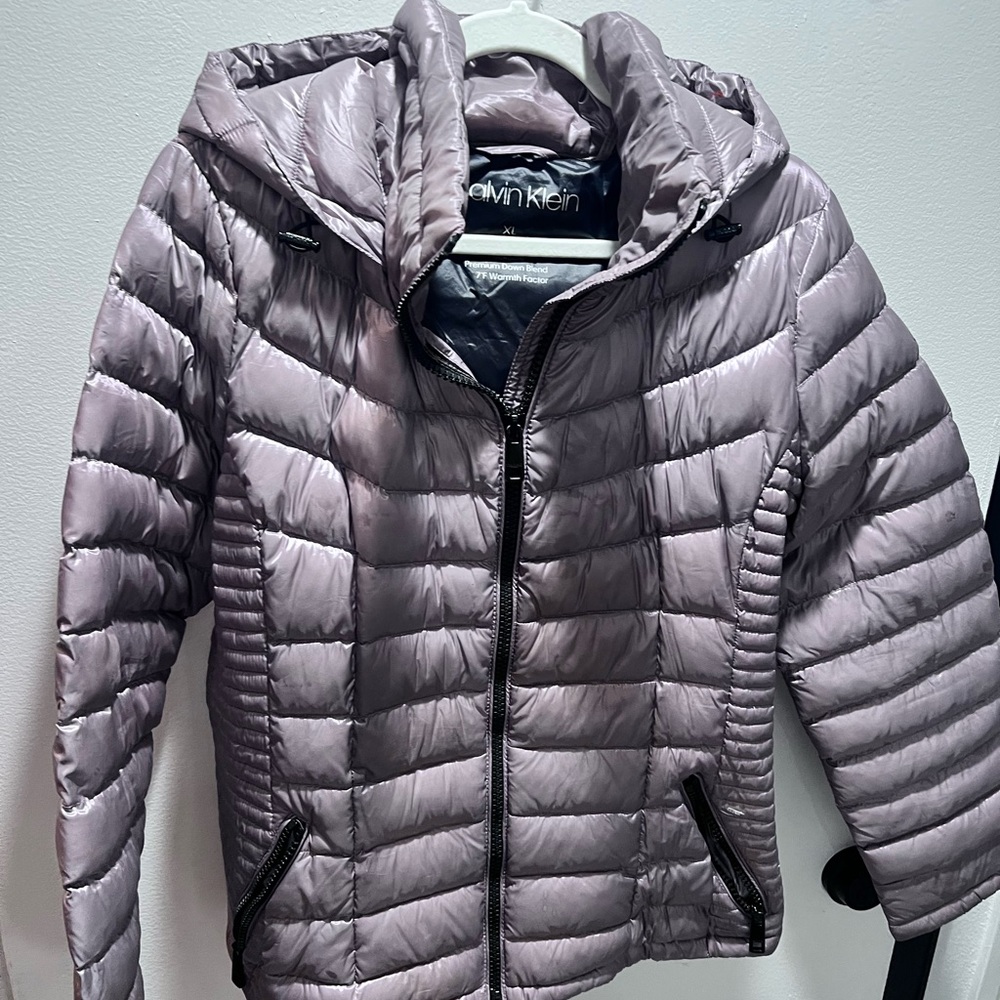 Calvin Klein Puffer Jacket - Light Wine Color GUC Sz Womens Large - Picture 2 of 5